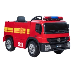 Elbil Barn Brannbil 12V R&oslash;d med bl&aring;lys