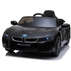 Barneelbil BMW i8 i8 12V &ndash; fjernstyrt, 3-5 km/t, maksimal vekt 30 kg &ndash; svart