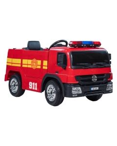 Elbil Barn Brannbil 12V Rød med blålys
