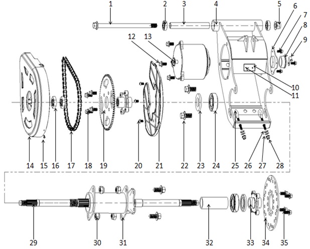 F06: Motor, Bakaxel, Sving, Kedja