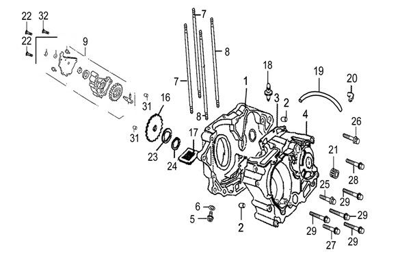 E08: Motorblock, oljepump